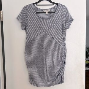Jessica Simpson Maternity, blue & white striped tee shirt, size Medium